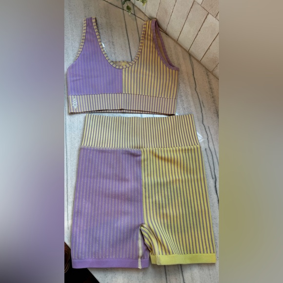 Free People purple and yellow work out matching set Size Extra Small - Picture 5 of 8